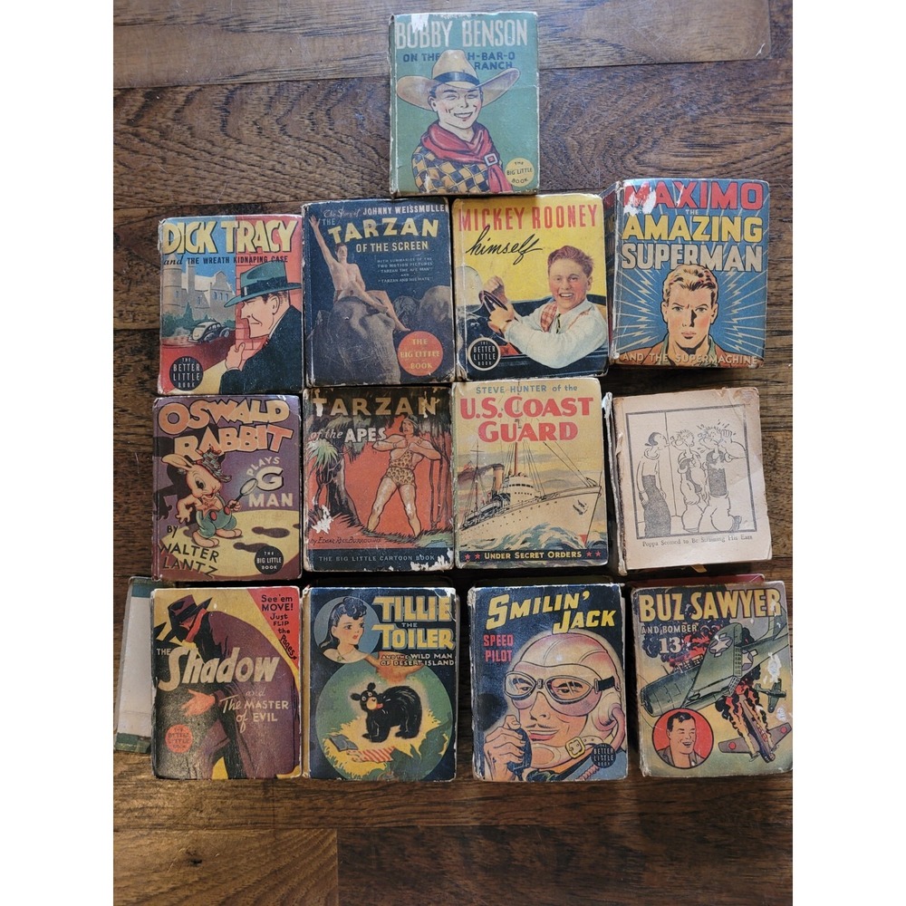 Vintage Big Little Books Lot of 13 Various Stories Poor to good Condition